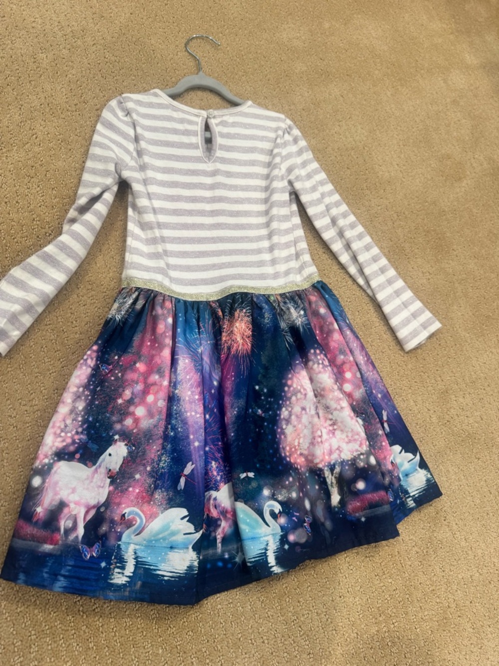 Monsoon Lavender & White Sparkle Stripe dress - Picture 4 of 4